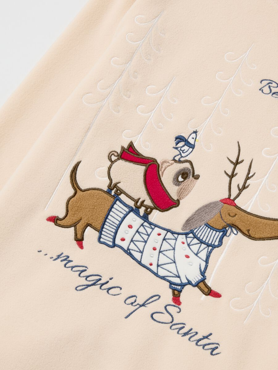 Beige fleece Christmas pyjamas, regular fit with print_5
