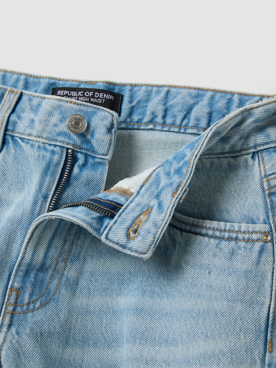 Light blue pure cotton denim shorts_5