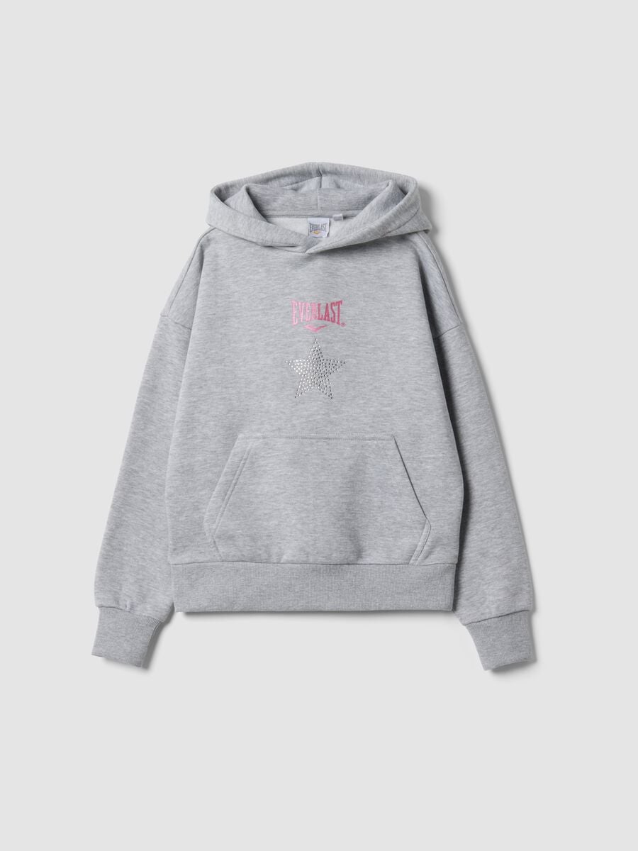 Grey cotton-blend hoodie for girls, regular fit_0