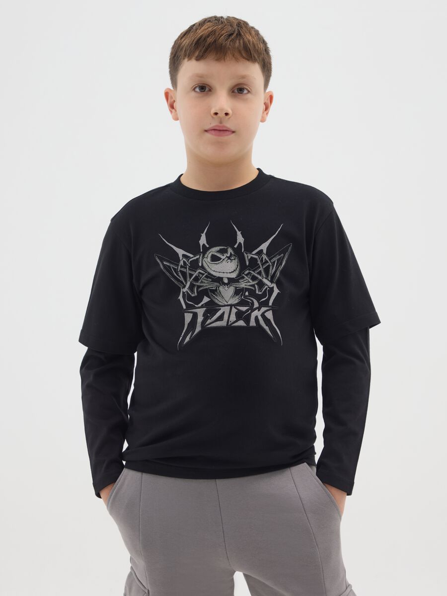 Black long-sleeved pure cotton T-shirt_0
