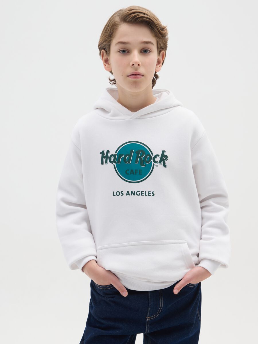 Children's white cotton blend sweatshirt, regular fit with print_0