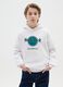 Children's white cotton blend sweatshirt, regular fit with print_0