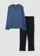 Blue pure organic cotton V-neck pyjamas_0