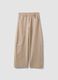 Beige wide-leg trousers in stretch cotton_0