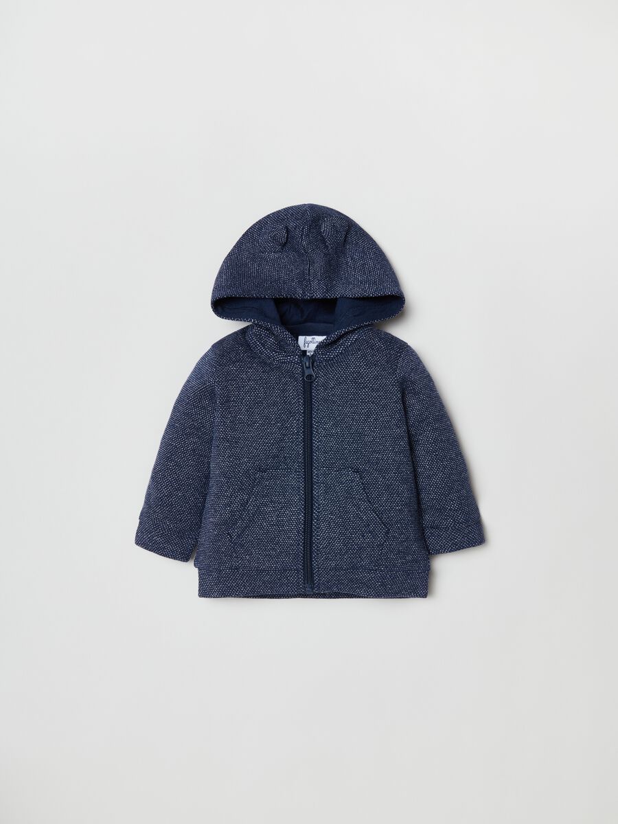 Full-zip trama jacquard con cappuccio_0