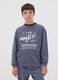 Grey pure cotton sweatshirt with front print for boys, relaxed fit_0