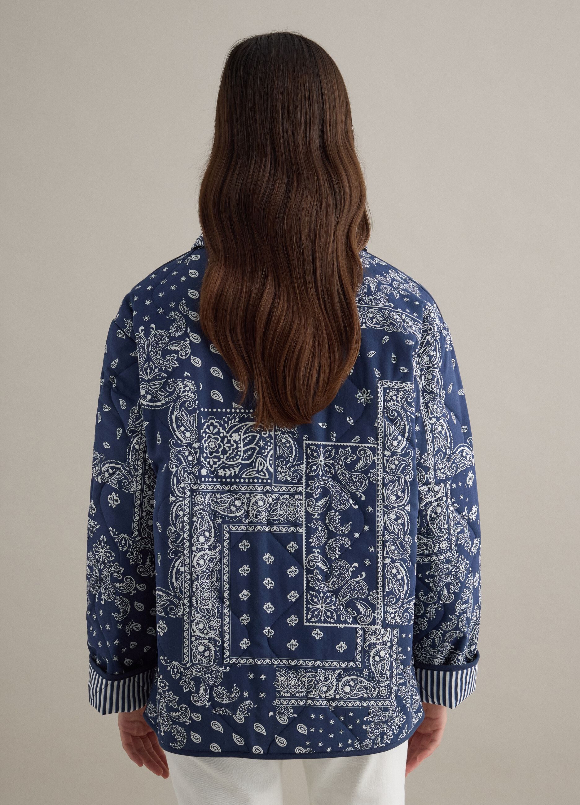 Multicolour padded jacket in pure cotton regular fit with pattern