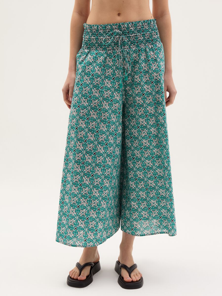 Midi skirt with drawstring and print_1