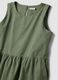 Abito verde smanicato in puro cotone con balze regular fit_5