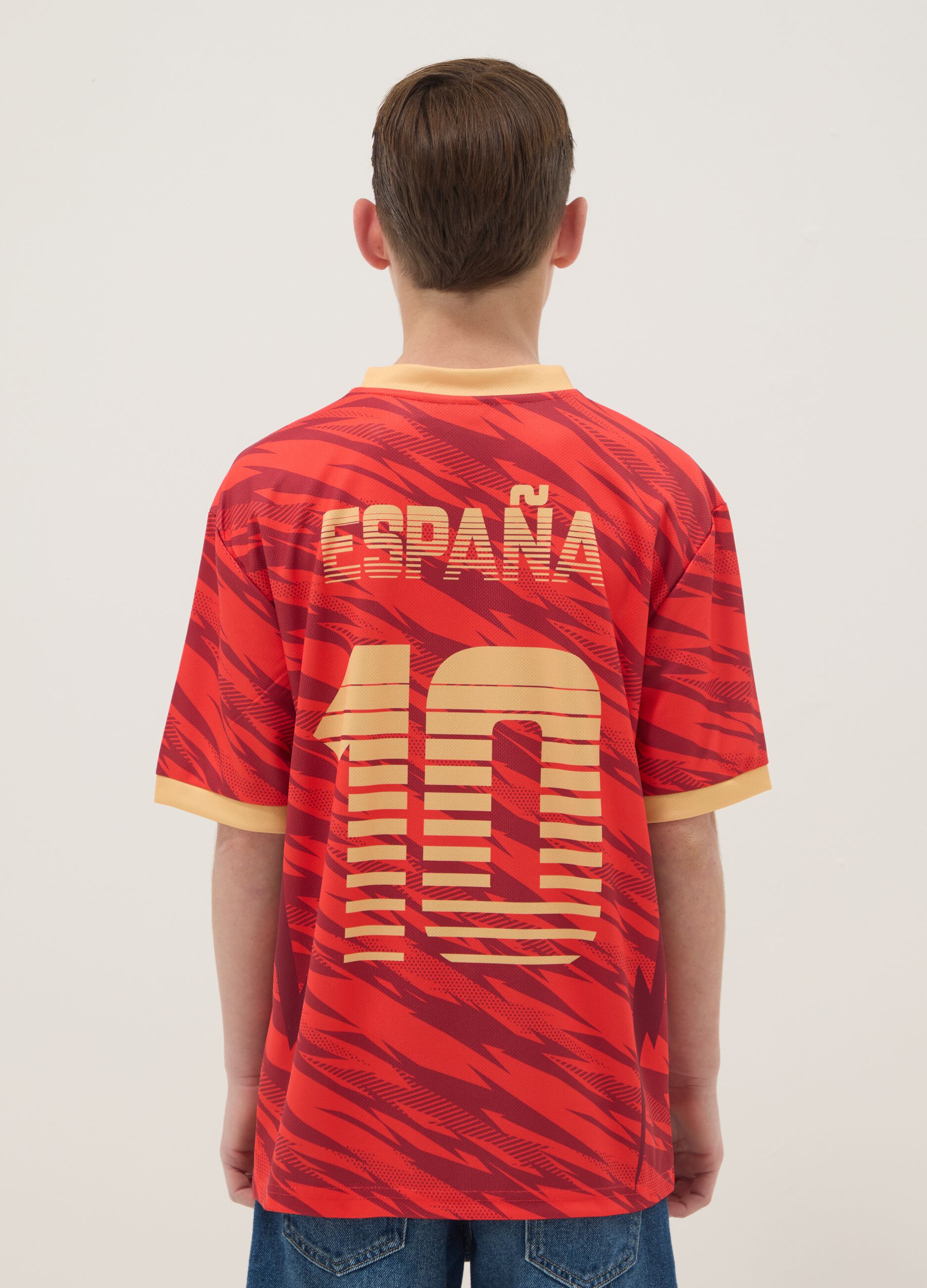 T-shirt Spagna rossa a maniche corte da bambino oversize fit