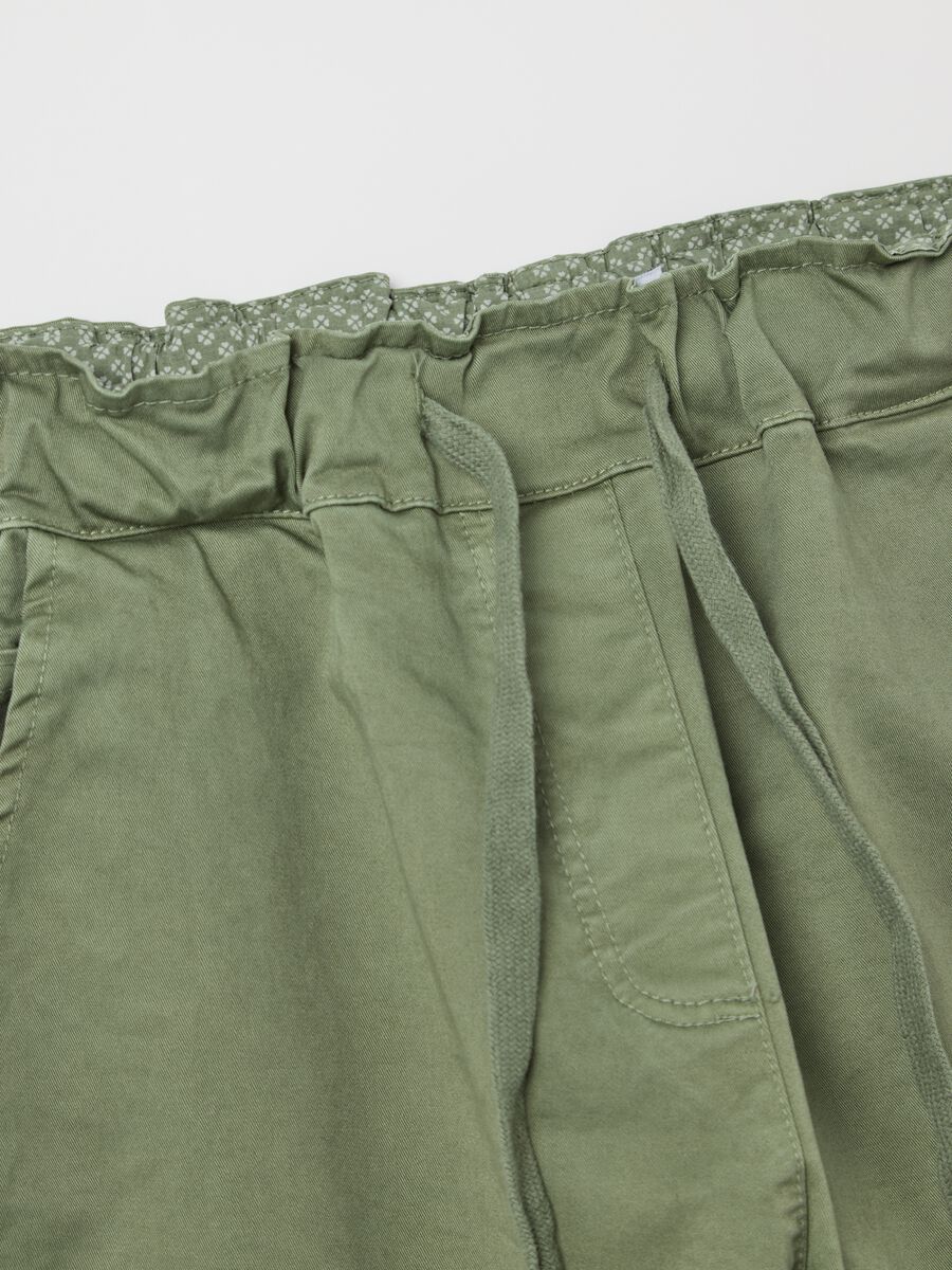 Green stretch cotton trousers with drawstring_5