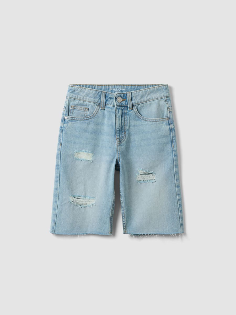 Pantaloni corti azzurri in denim regular fit per ragazzo_3