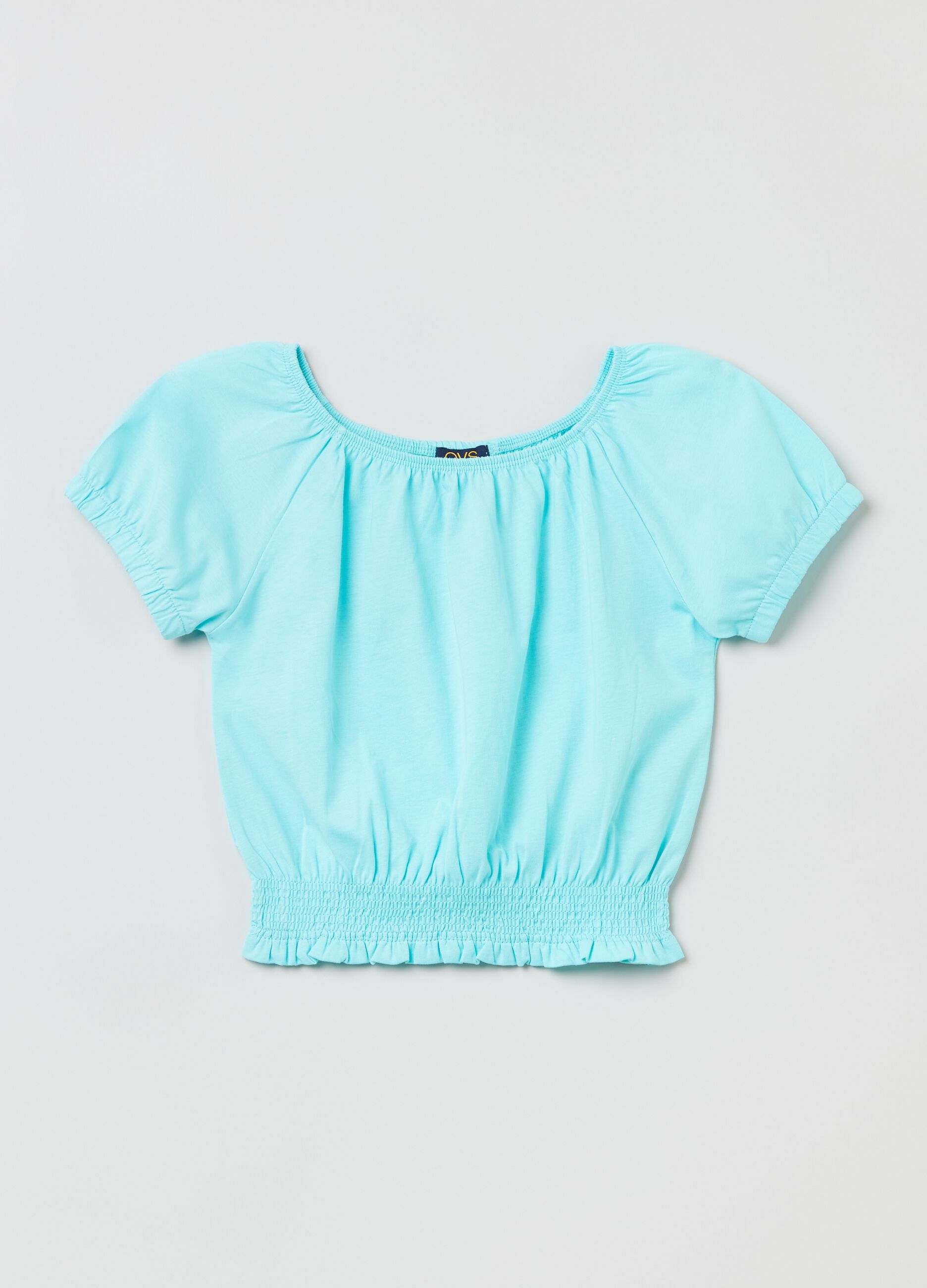 T-shirt in cotone con base elasticata _0