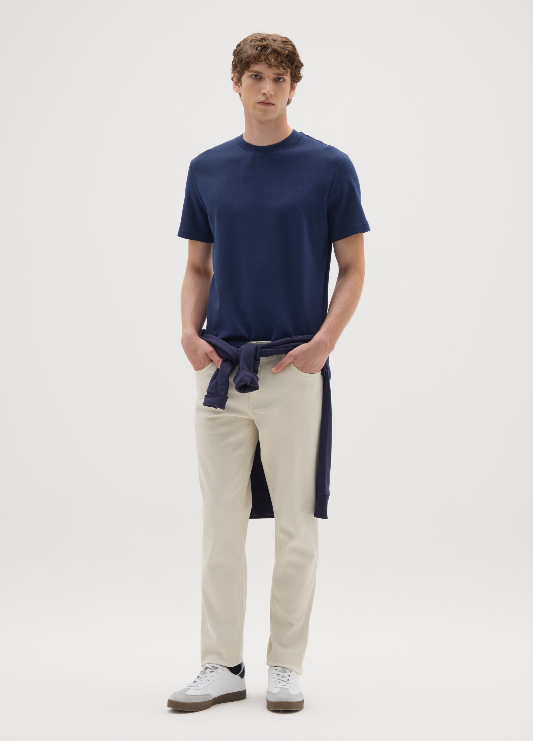 Short Sleeve Blue Cotton T-Shirt