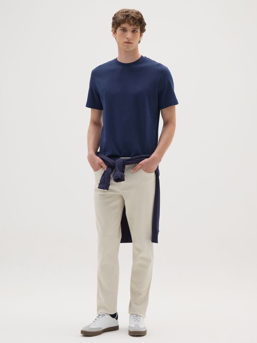 Short Sleeve Blue Cotton T-Shirt_1