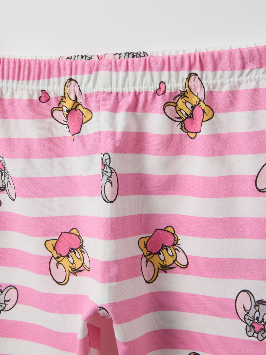Pigiama in puro cotone rosa a righe da neonata con stampa Jerry and Tuffy_3