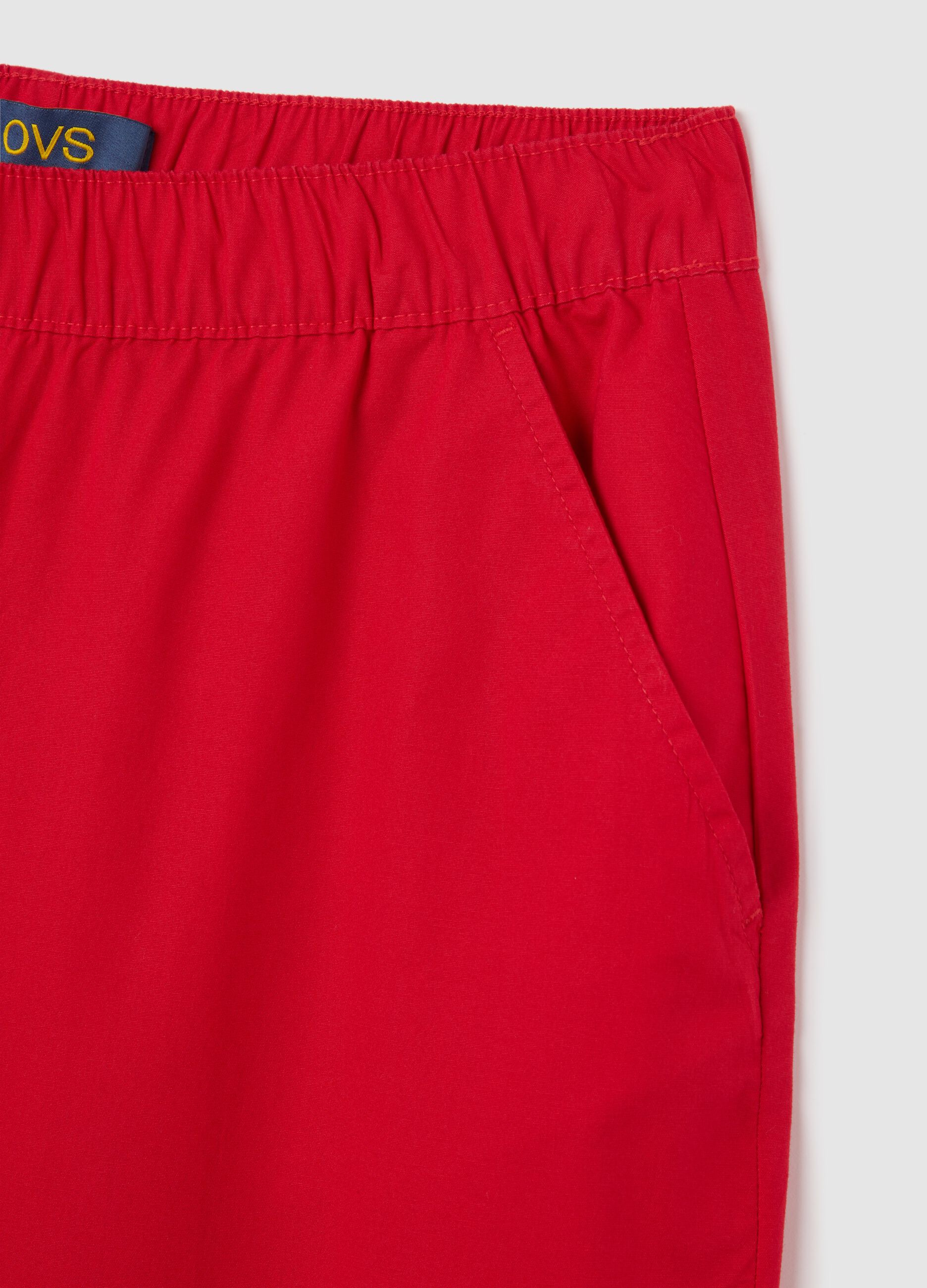 Pantaloni da donna in cotone elasticizzato rossi regular fit