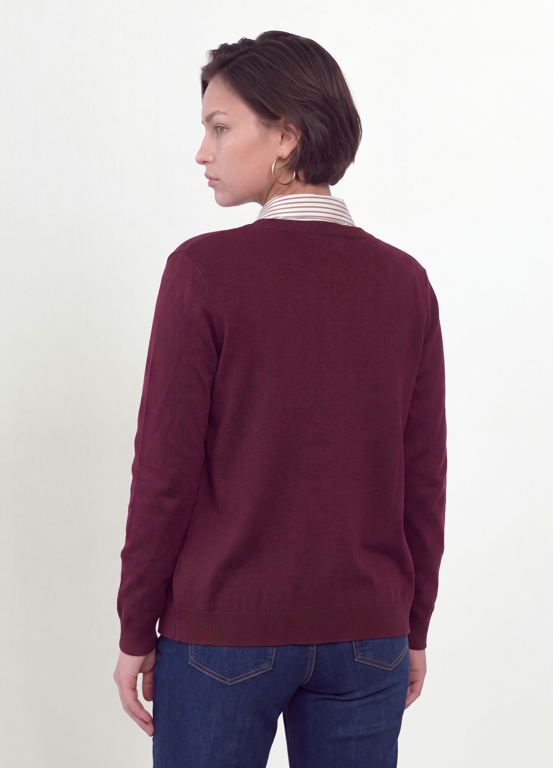Cardigan rosso in misto viscosa con bottoni regular fit