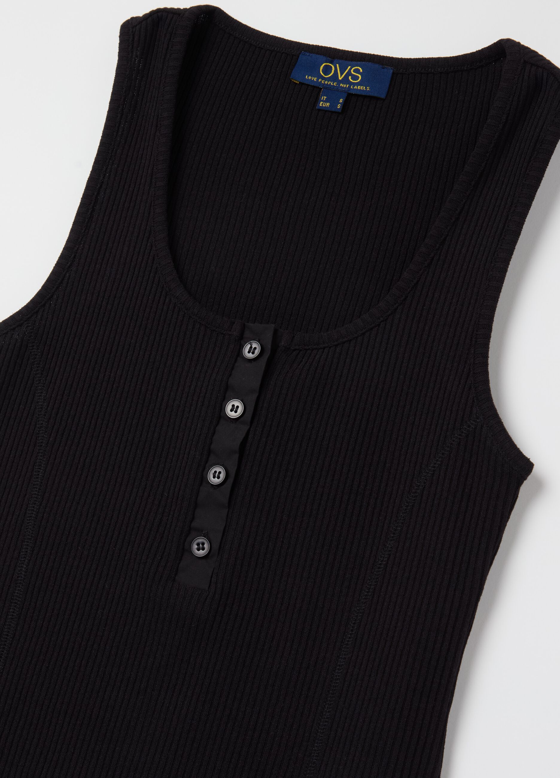Tank top a costine scollo serafino