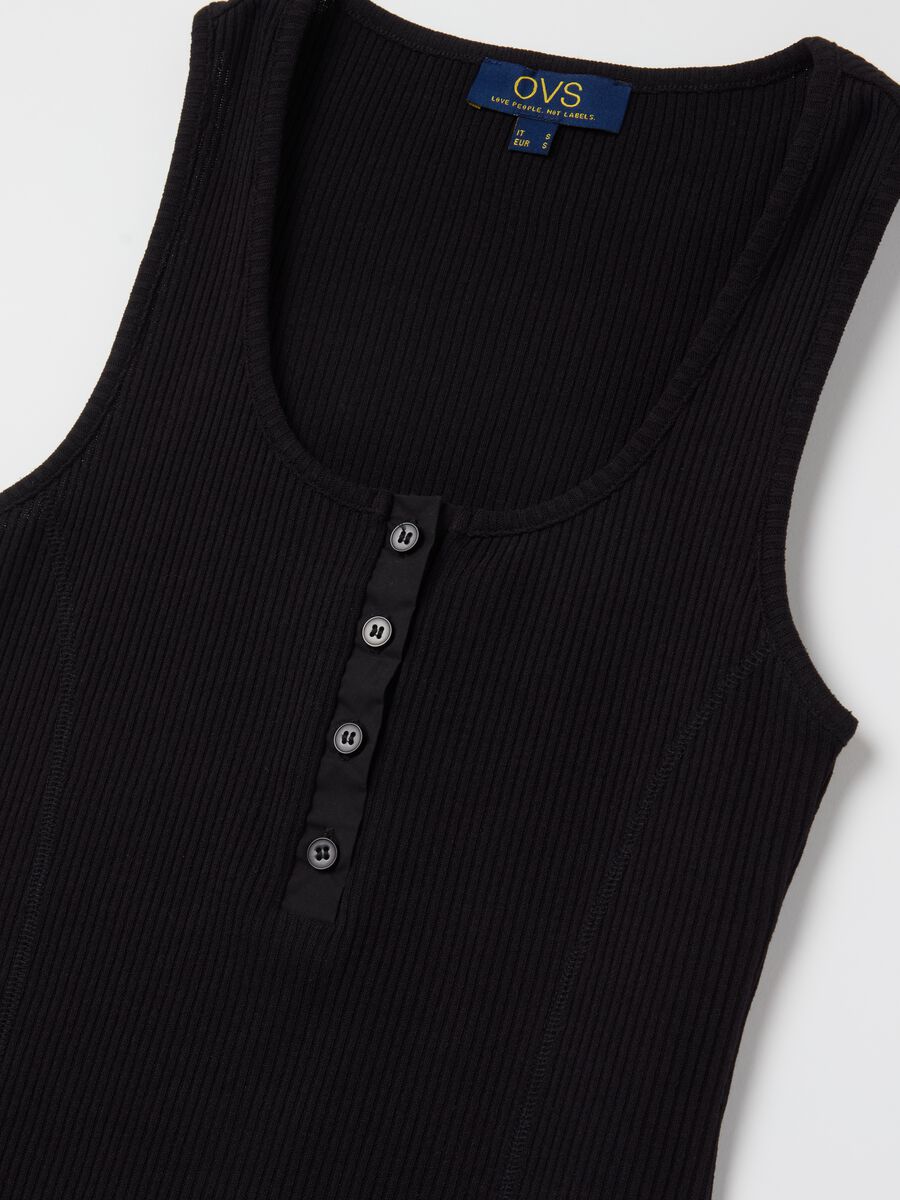 Ribbed tank top with granddad neckline_5