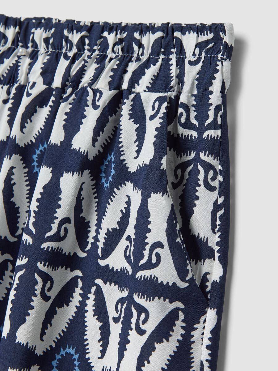 White pure-viscose printed trousers, regular fit_1