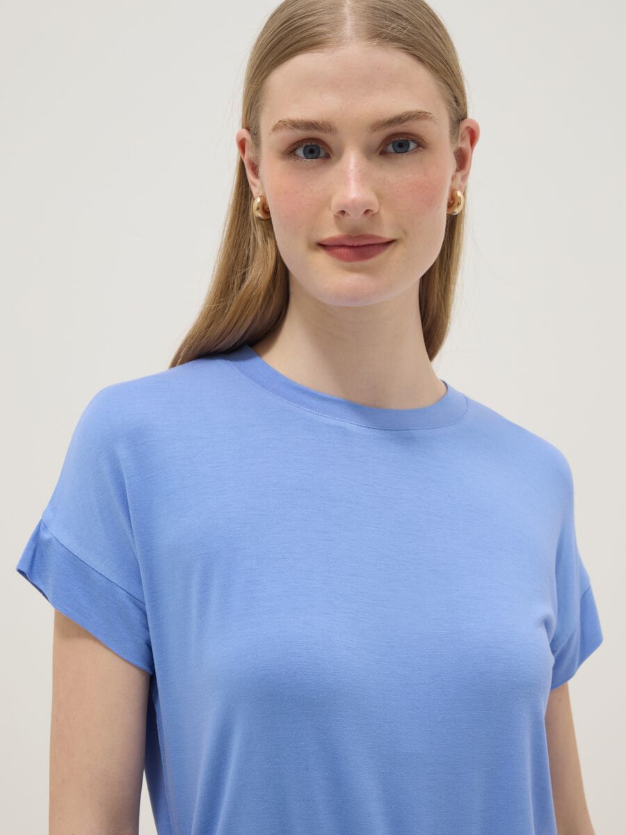 Light blue short-sleeve stretch viscose T-shirt_1