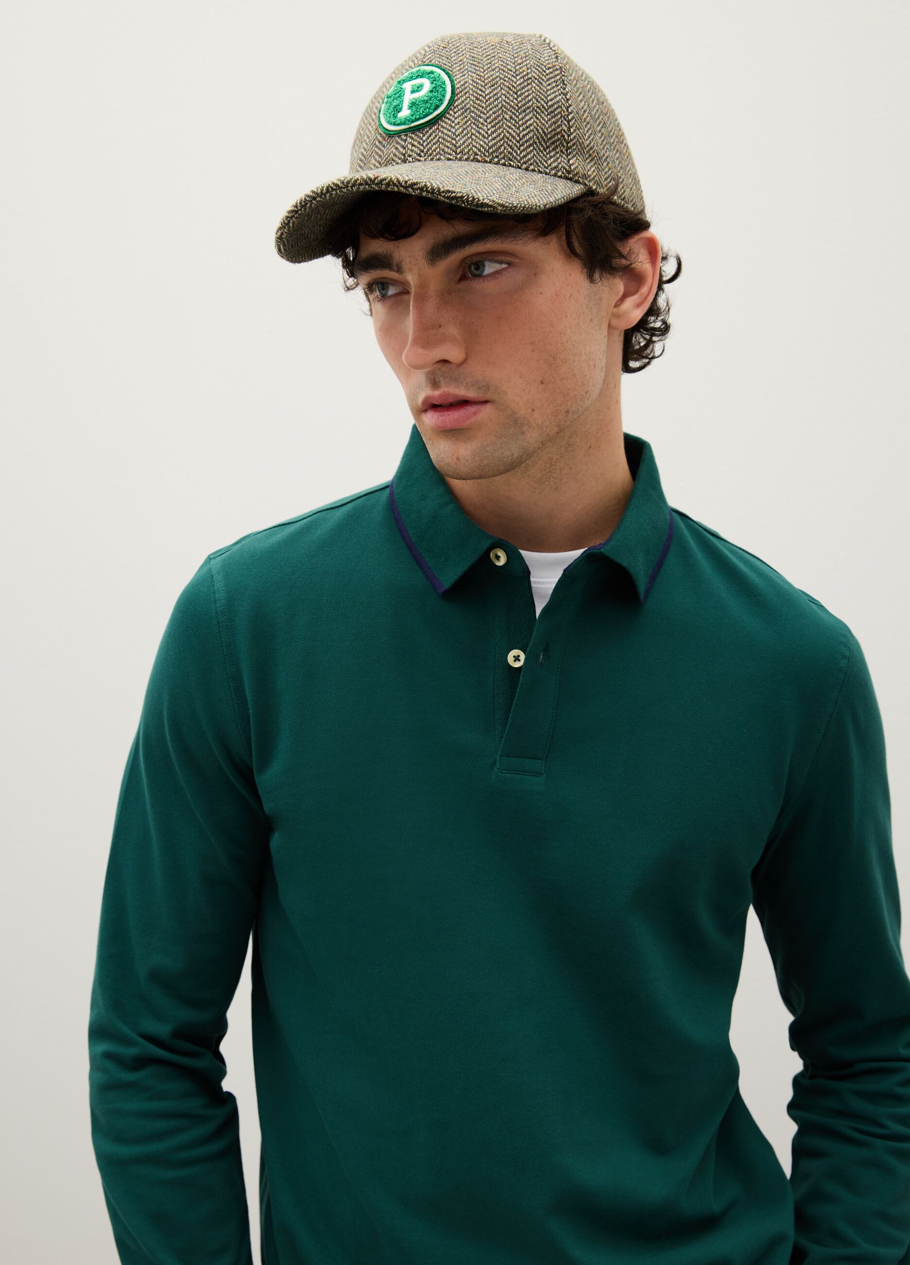 Green pure cotton polo regular fit