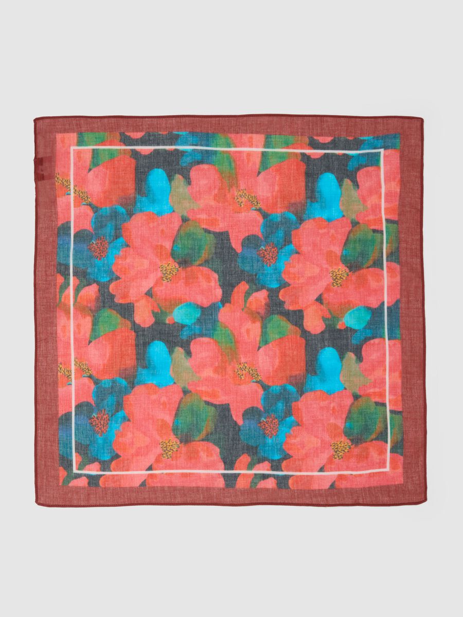 Foulard in puro cotone multicolor con design floreale_1