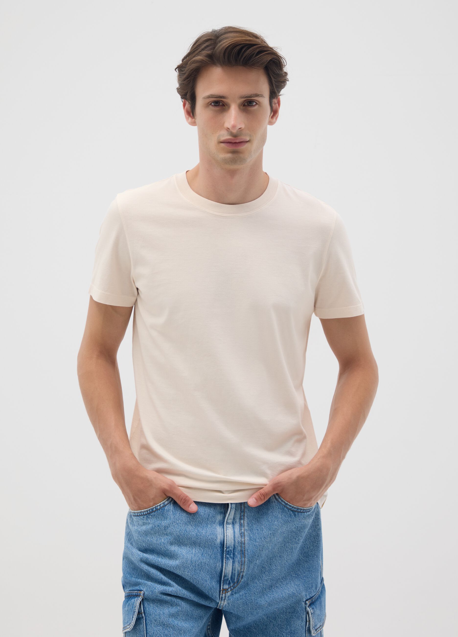 White pure cotton regular fit T-shirt
