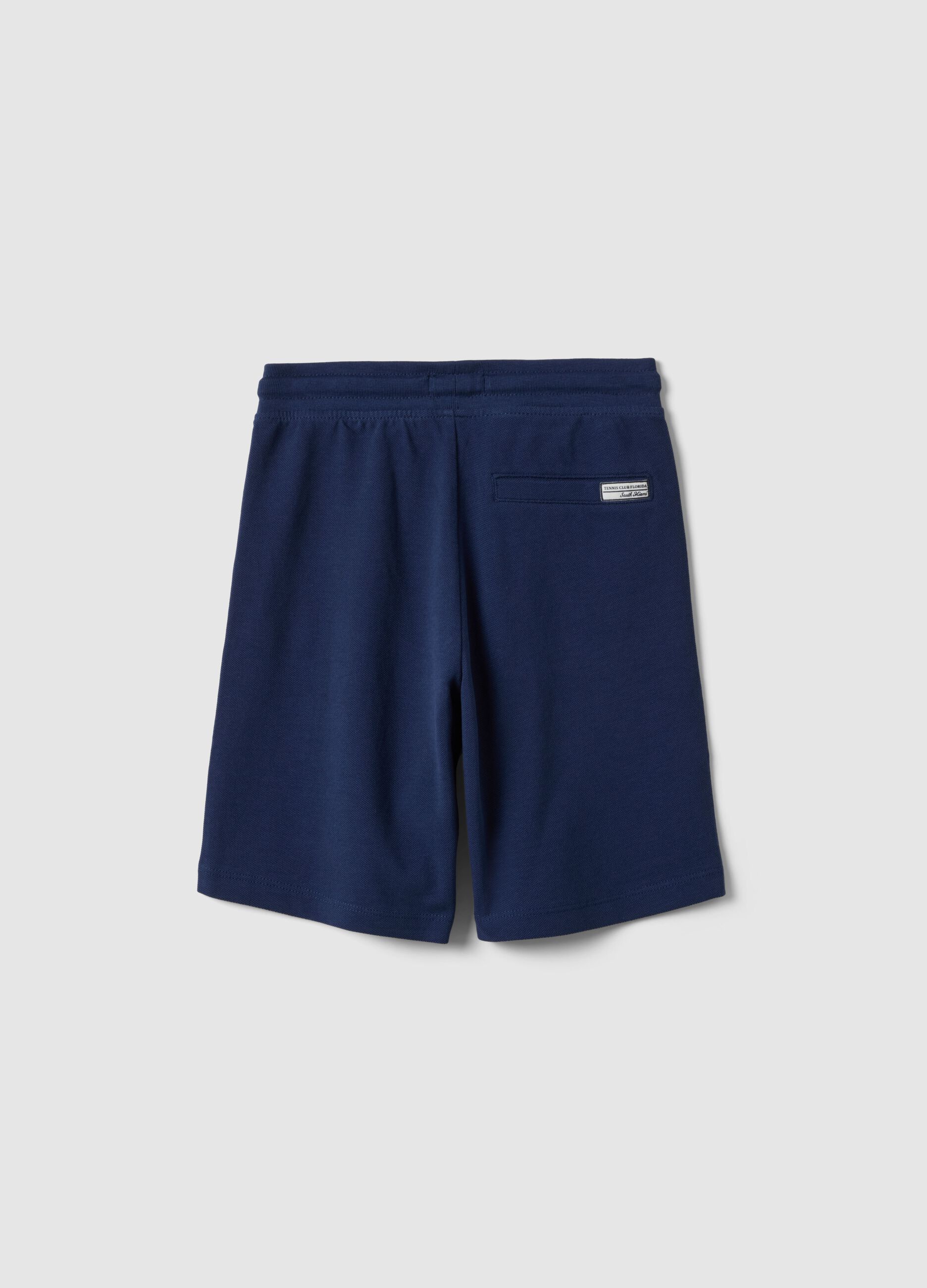 Shorts in puro cotone blu da bambino regular fit