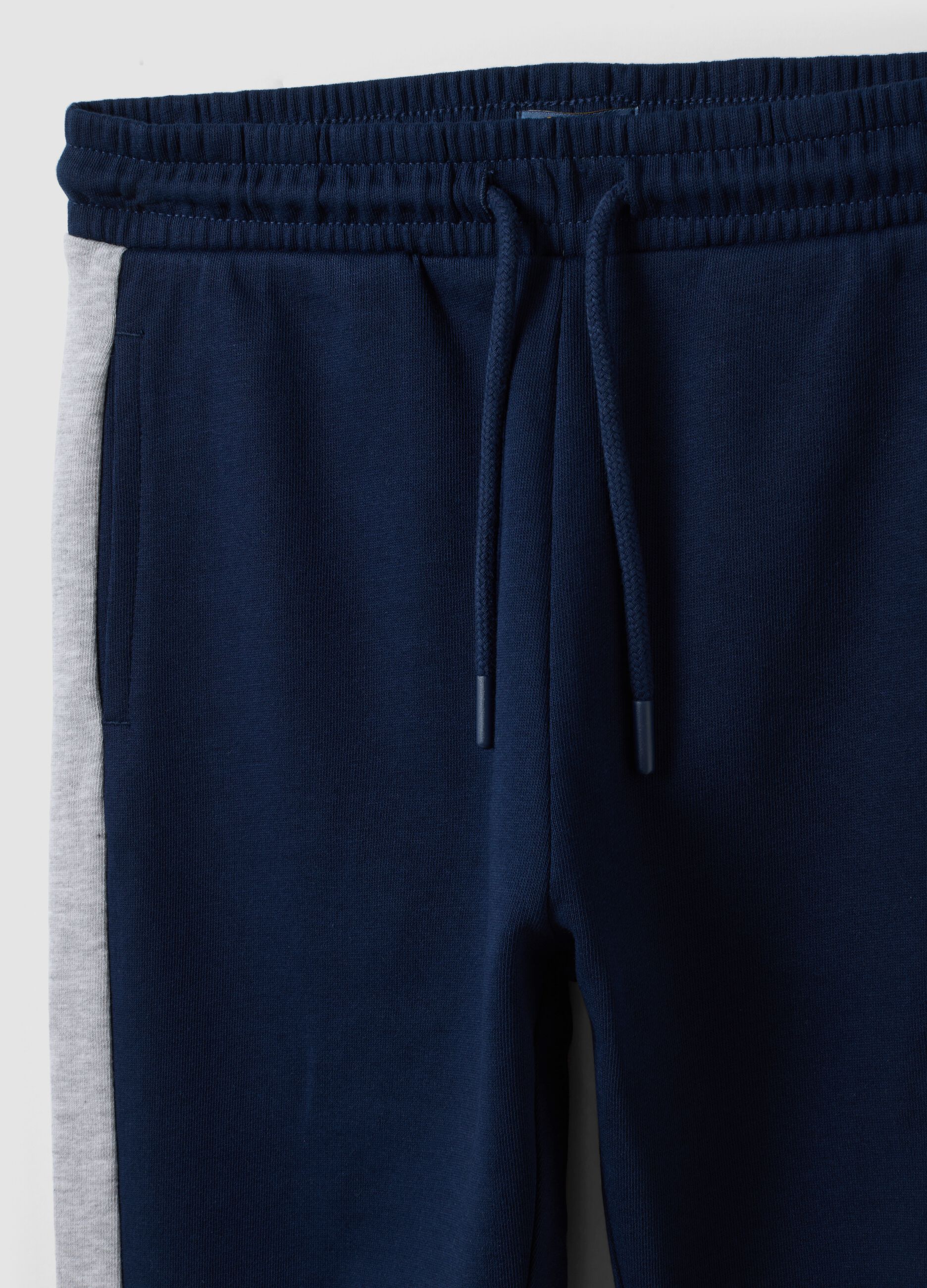 Blue pure cotton joggers with side stripes for boys