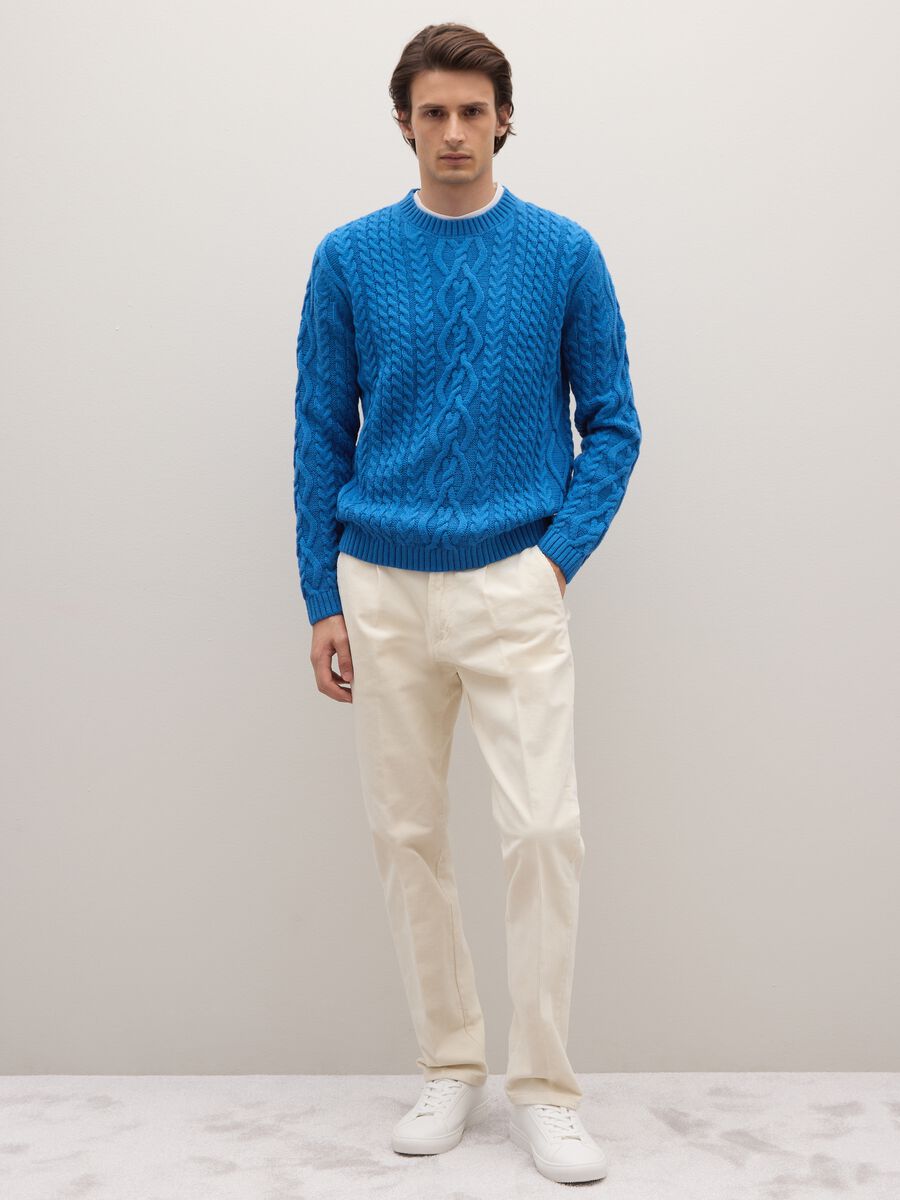 Blue regular fit jumper with jacquard pattern_1