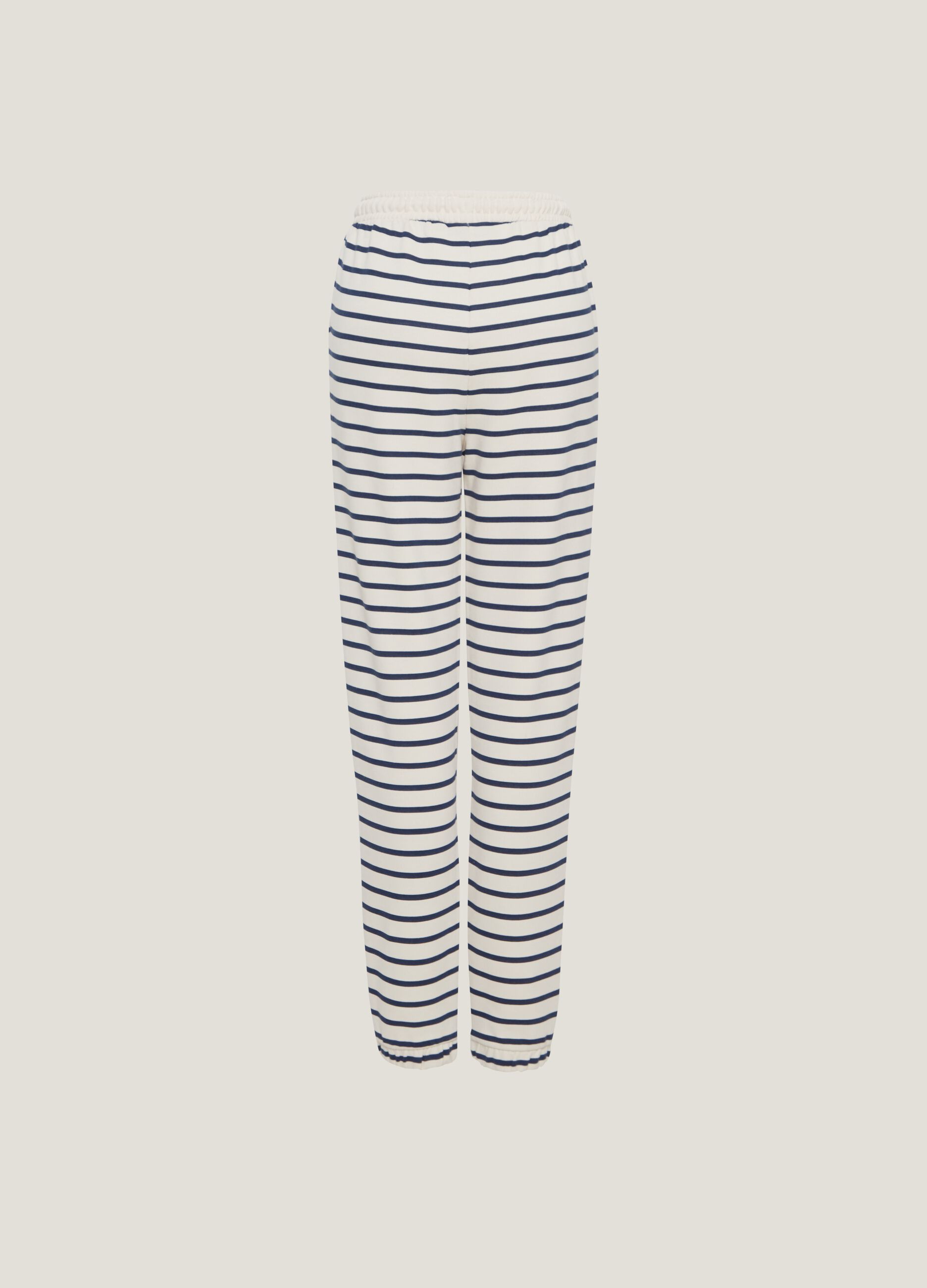 Fleece joggers with striped pattern