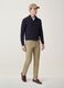 Blue cotton and cashmere blend polo jumper_1