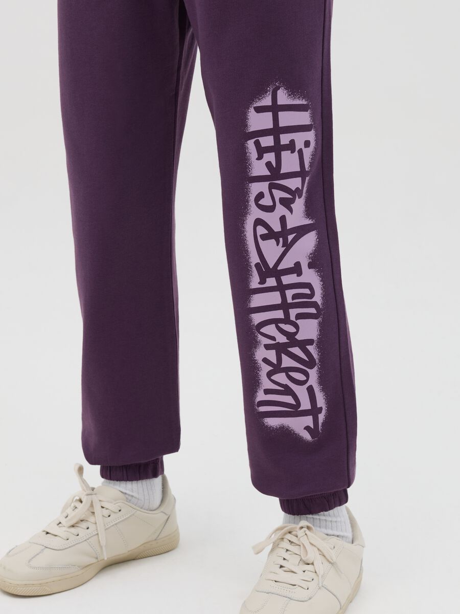 Joggers in cotone con coulisse e stampa_2