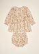 Beige pure viscose floral set with crew neck_1
