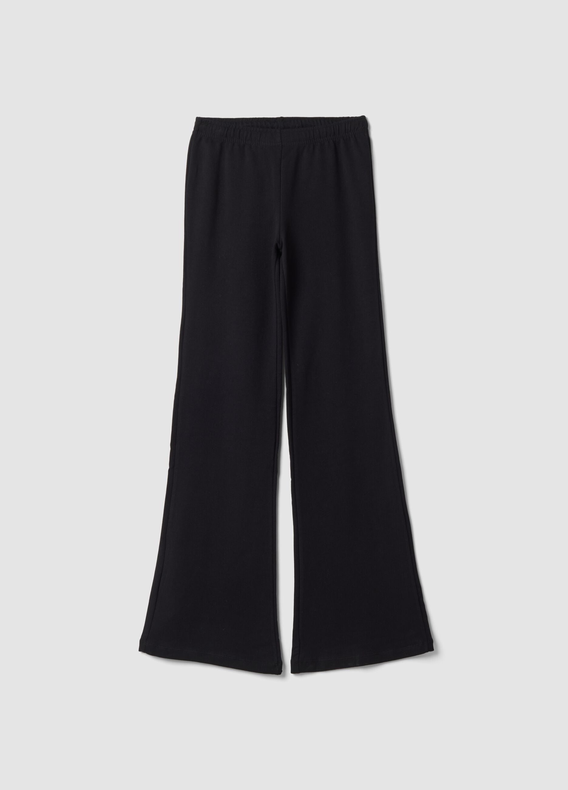 Black flared joggers in pure cotton