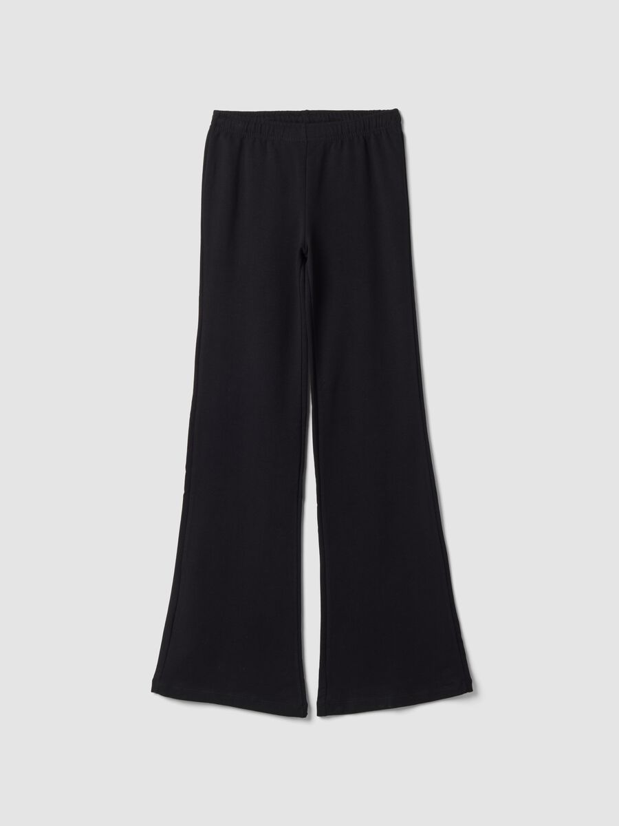 Black flared joggers in pure cotton_0