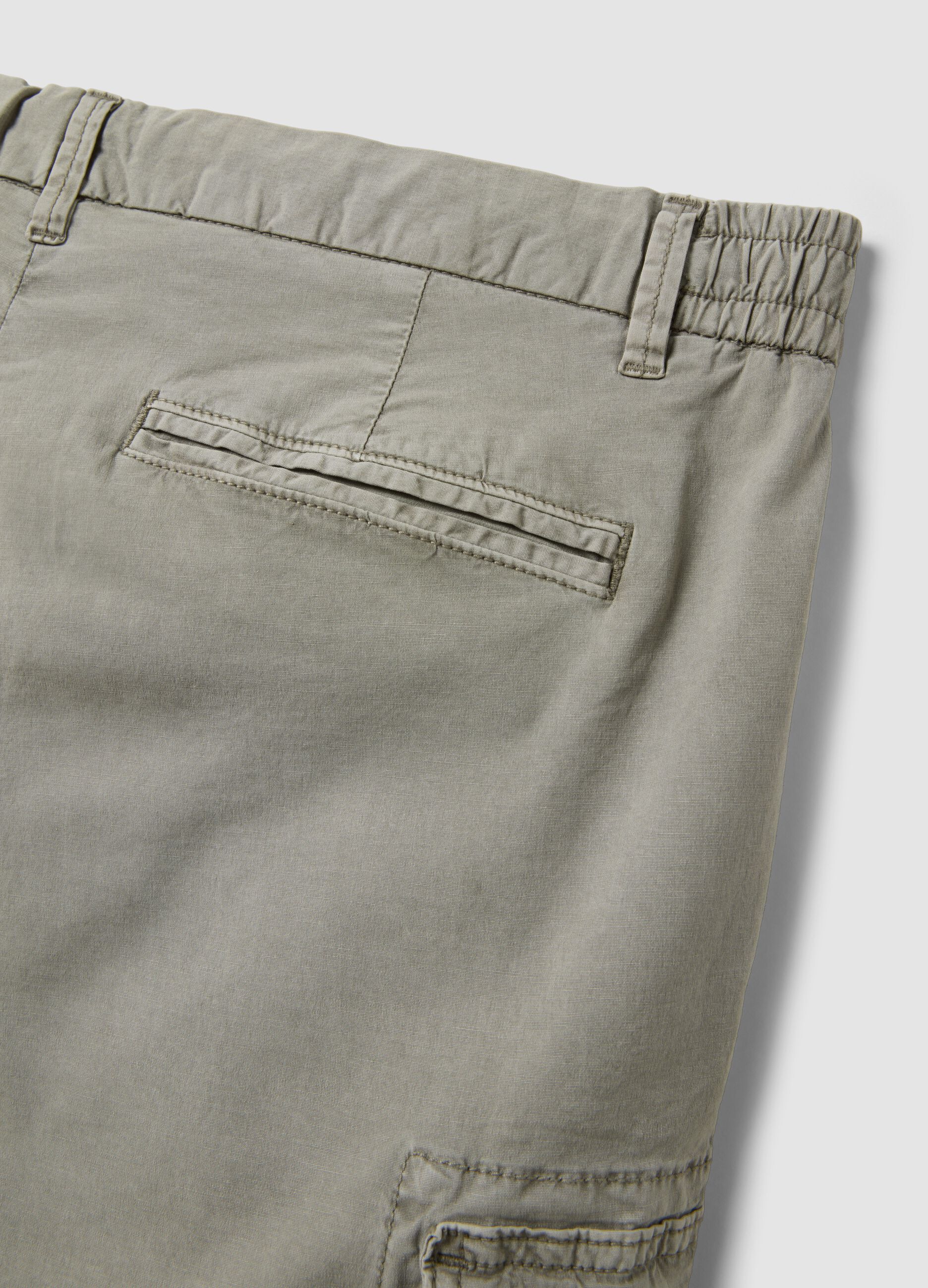 Grey stretch cotton cargo shorts
