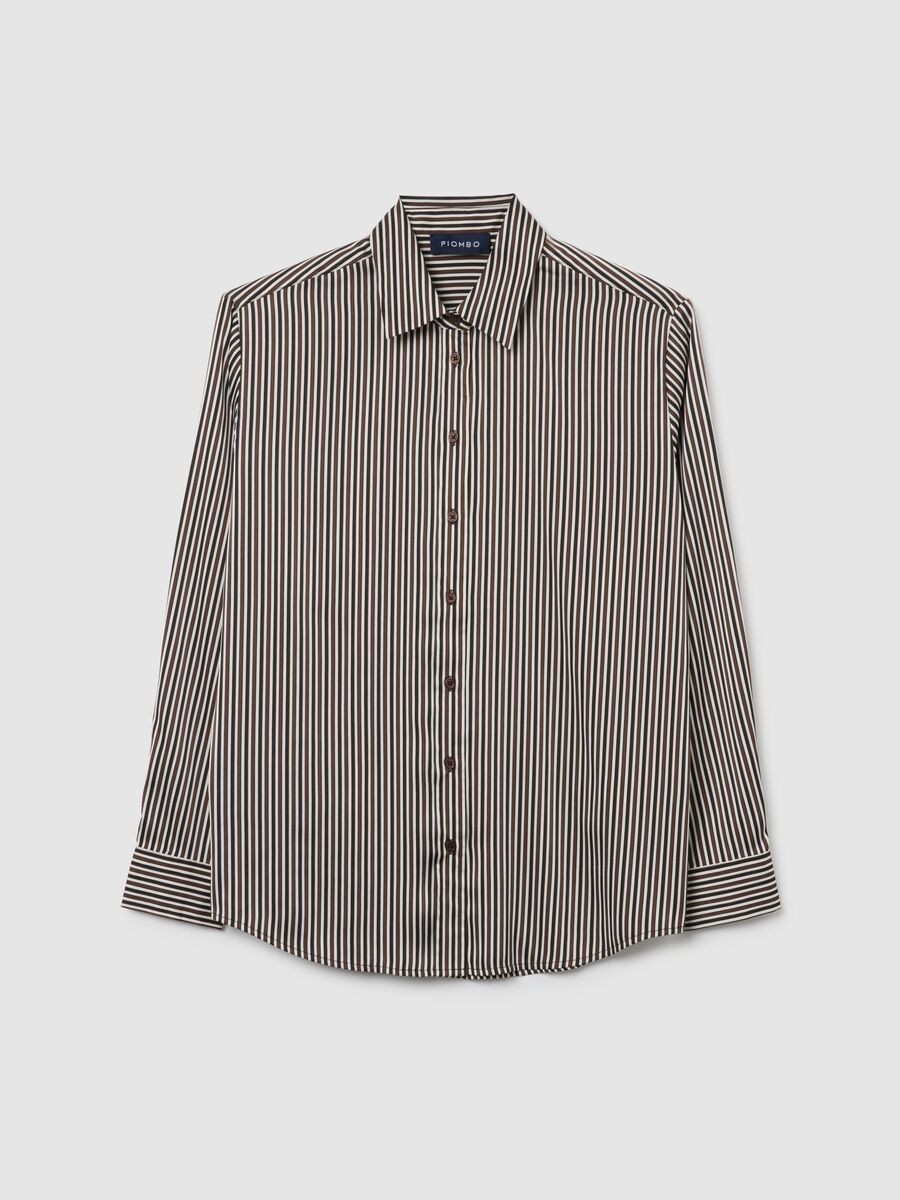 Camicia a righe bianche e marroni regular fit_4