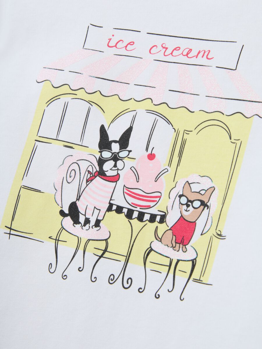 T-shirt in puro cotone bianca regular fit con stampa per bambina_3