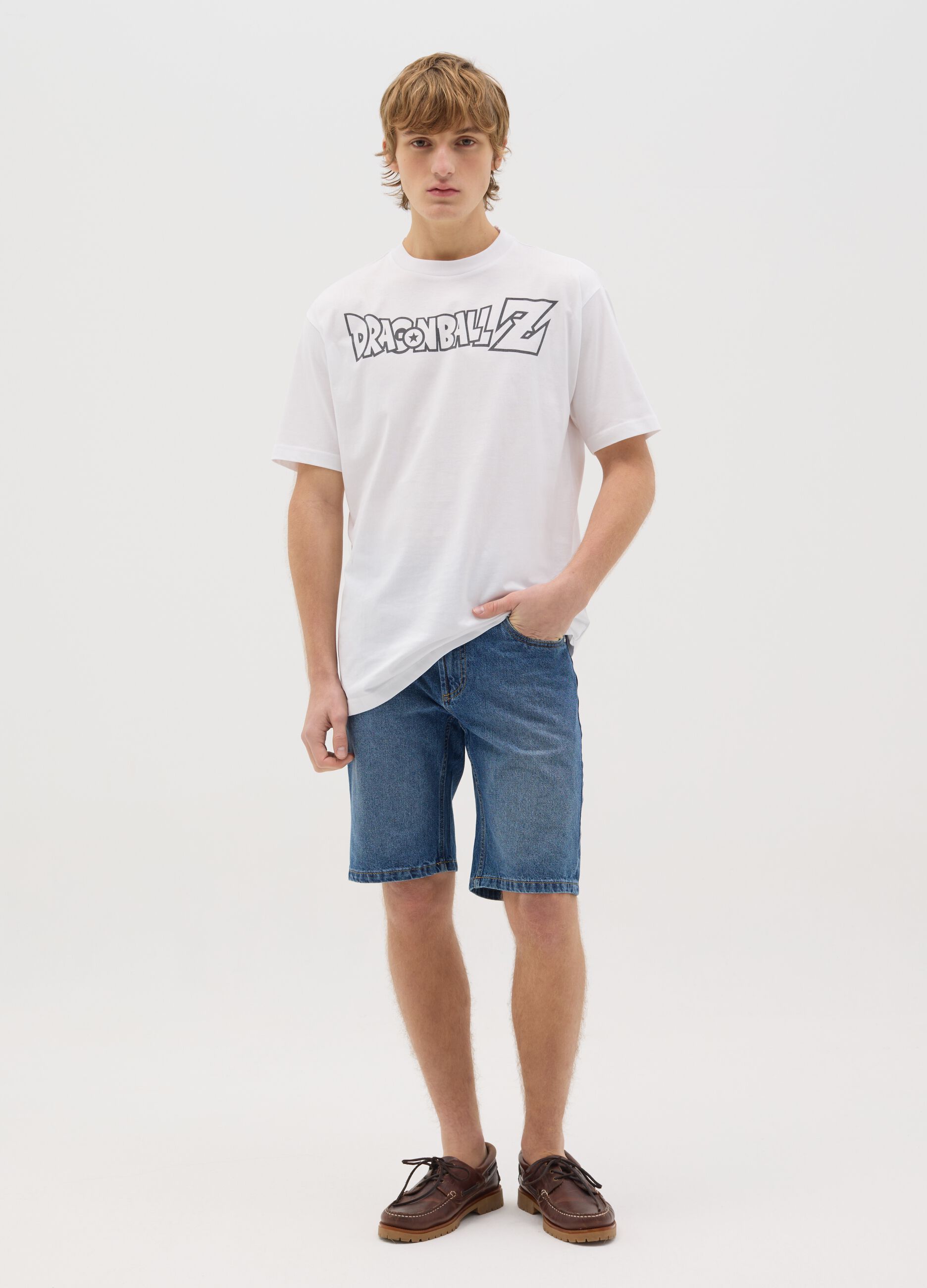 White T-shirt with Goku Super Sayan print