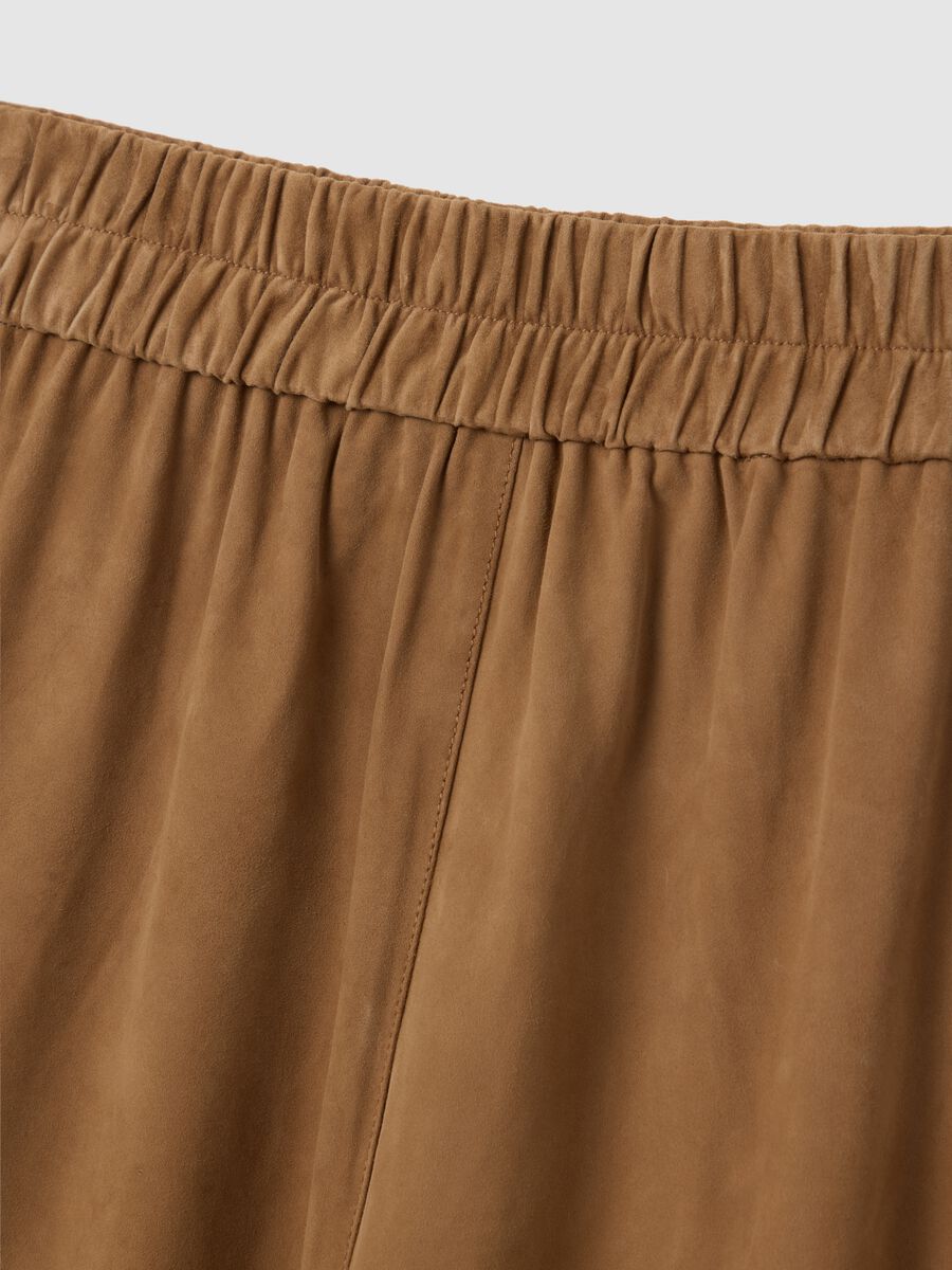 Brown Midi Skirt in Real Leather_5