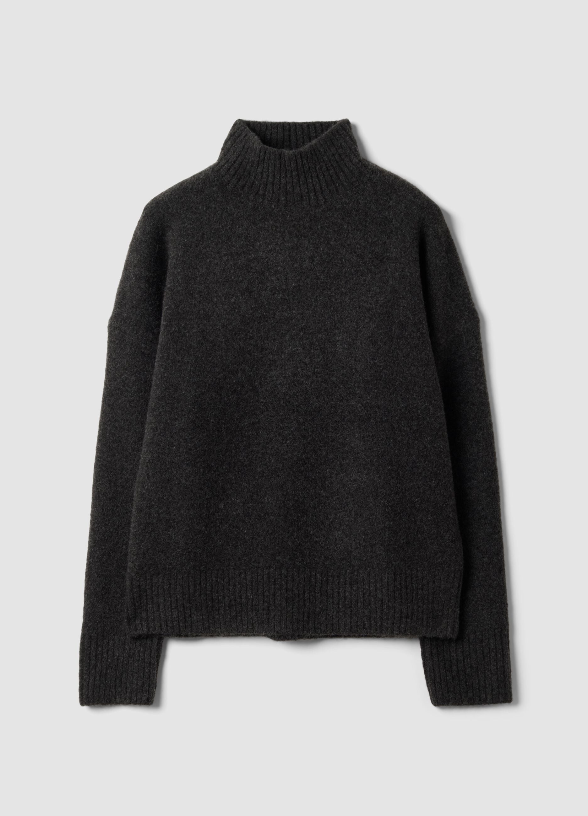 Maglia grigio antracite in lana elasticizzata con Collo rialzato