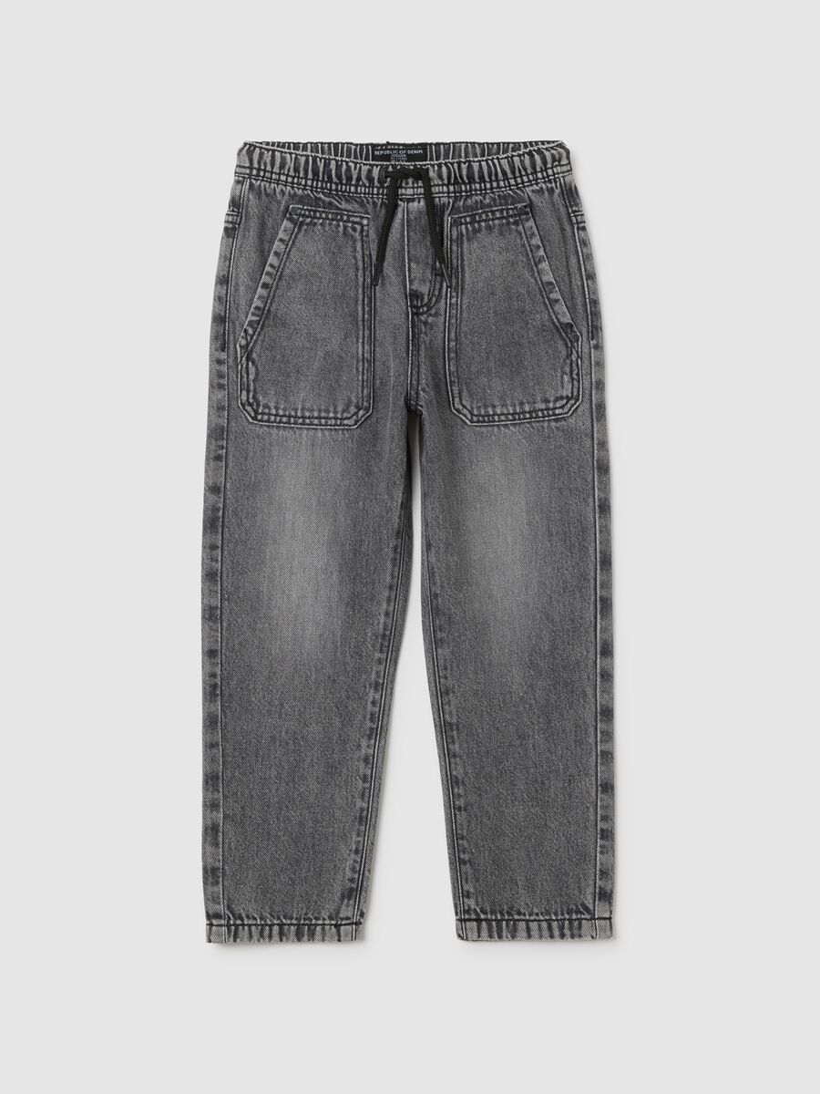 Children's grey cotton blend jeans with regular fit_0