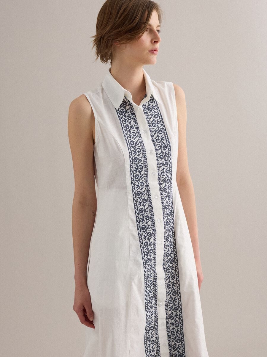 White pure cotton shirt dress_2