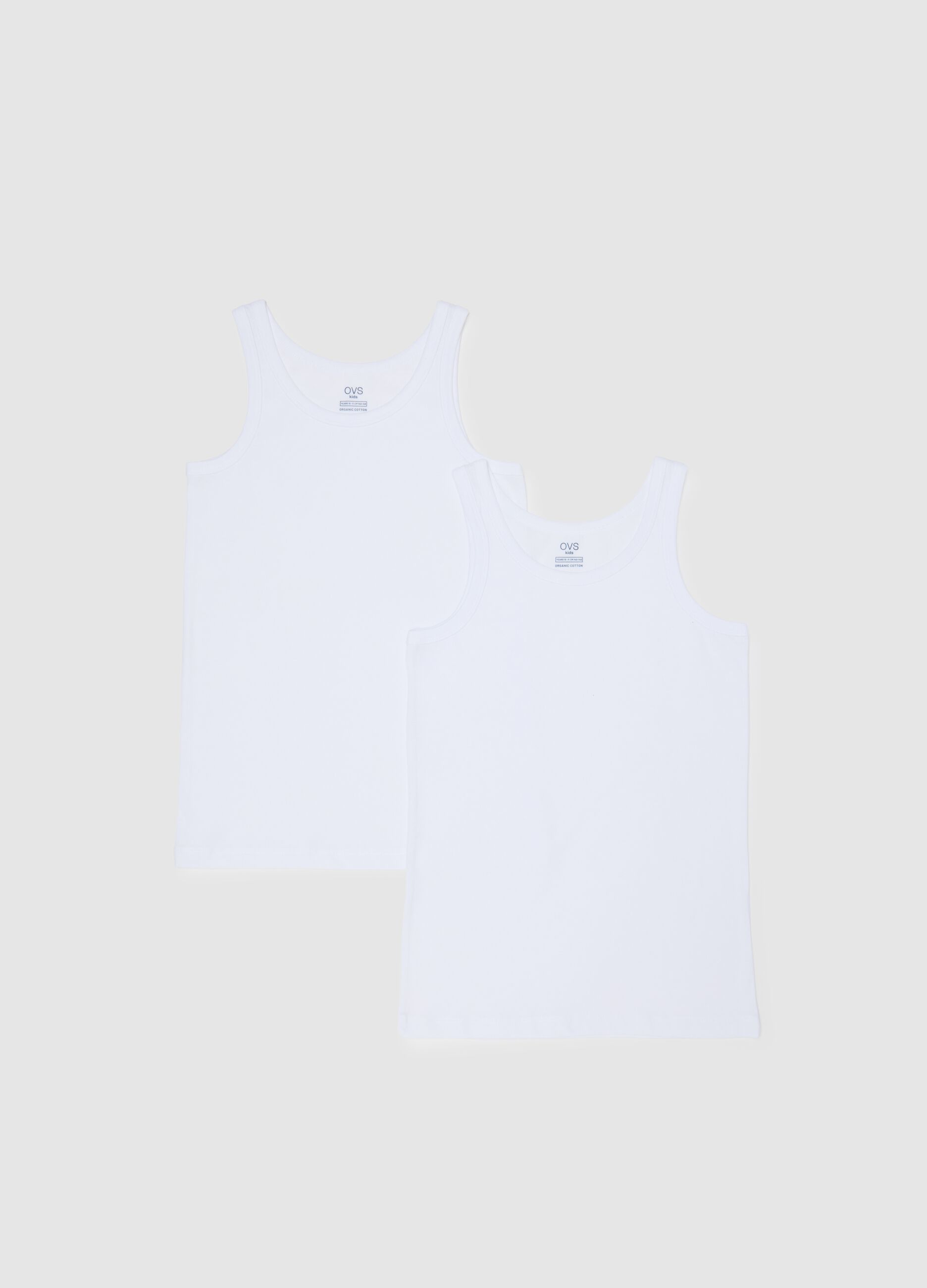 Twin pack boys' white vests in pure cotton regular fit