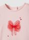 Pink Long Sleeve Cotton Stretch T-shirt with Bow Accent_2