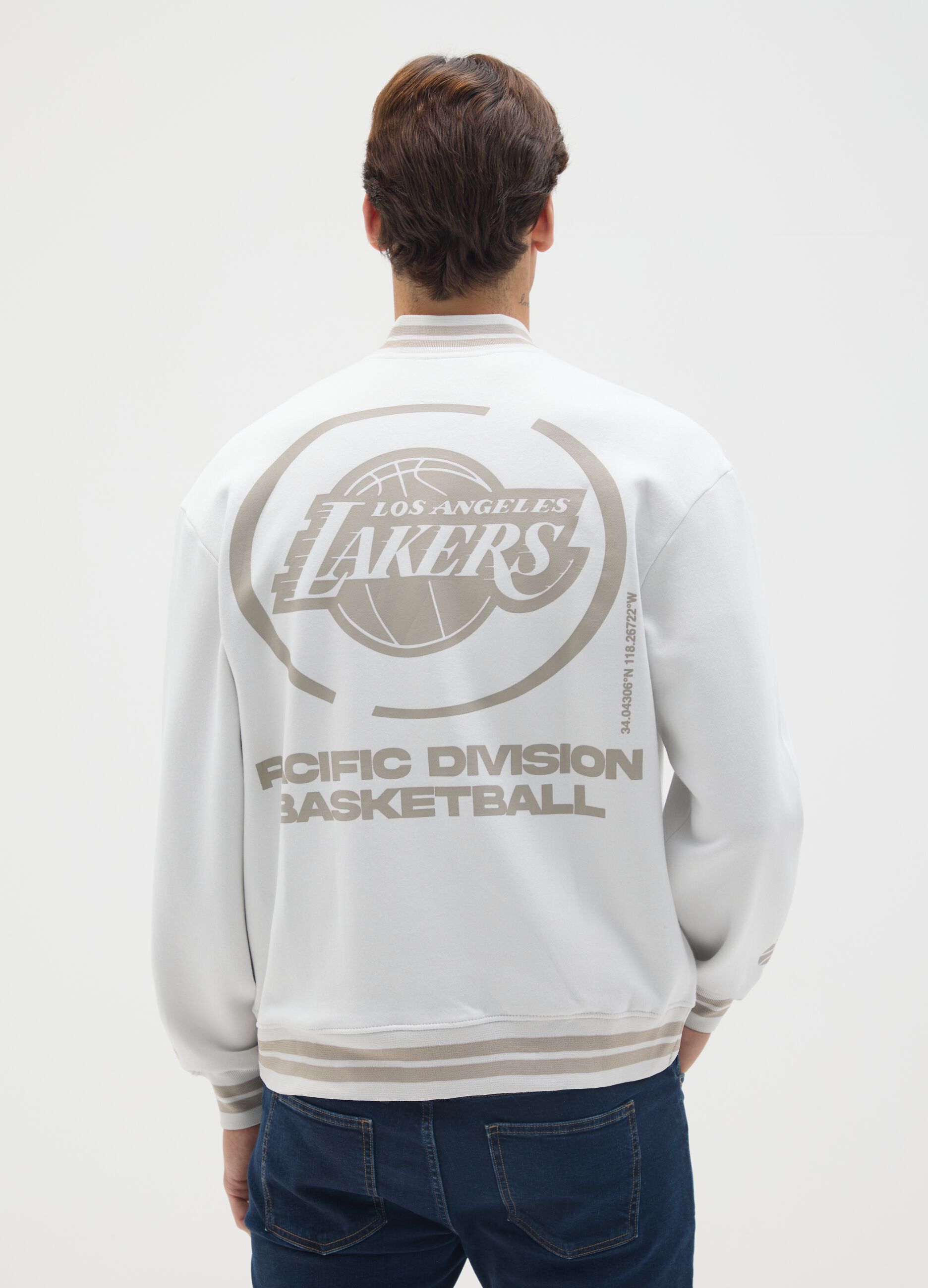 Multicolour Cotton Blend Lakers Bomber Jacket