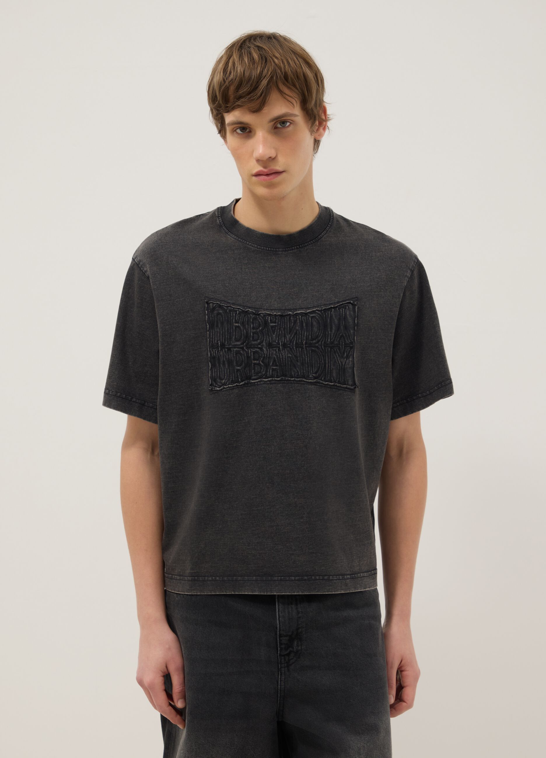 Black pure cotton regular fit top with buttons